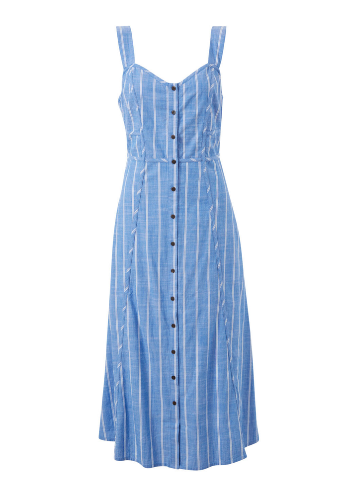 Load image into Gallery viewer, CERES LIFE STRAPPY PLACKET DRESS - OXFORD BLUE