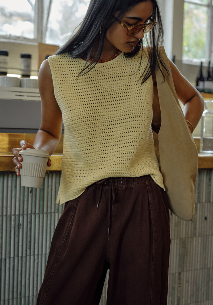 CERES LIFE MARGOT MESH KNIT TANK - SUNNY YELLOW