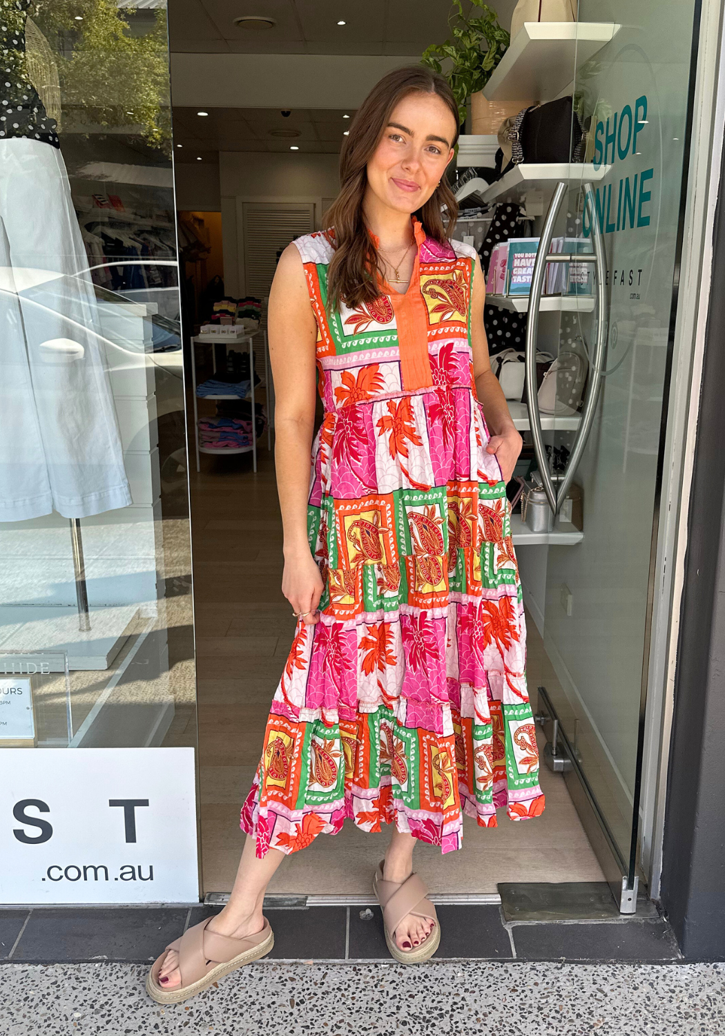 LULALIFE ANGELIKA MIDI DRESS - MELON