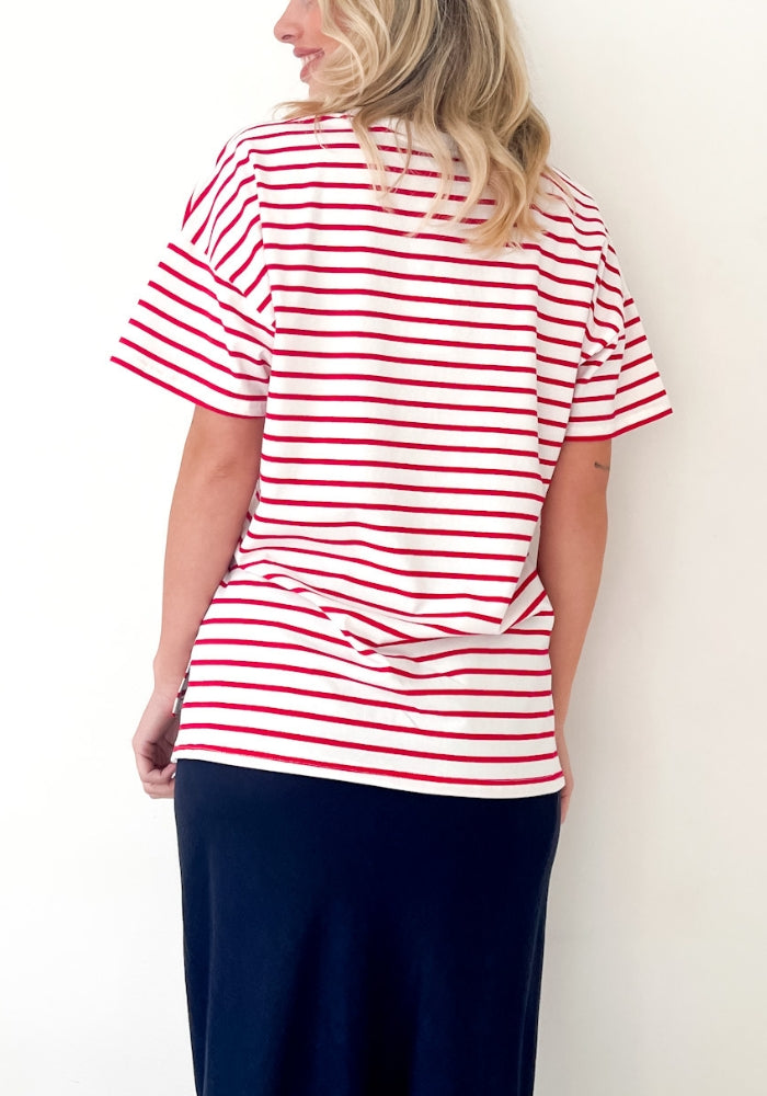 Load image into Gallery viewer, ELENA CLASSIC TEE - RED STRIPE