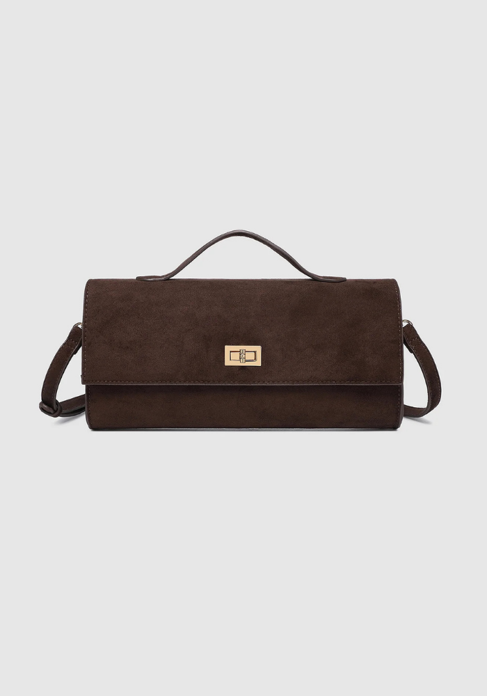 LOUENHIDE DELANEY SUEDETTE CLUTCH - CHOCOLATE