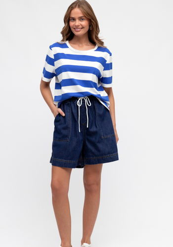 URBAN MIRAGE STRIPE TEE - COBALT BLUE