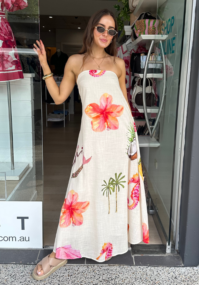 BY FRANKIE MERMAID ISLAND STRAPLESS MAXI DRESS - SUMMER PRINT