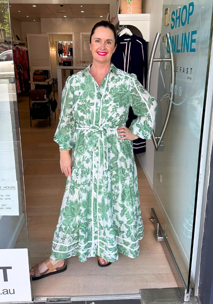 Load image into Gallery viewer, MELISSA MAXI DRESS - GREEN FLORAL