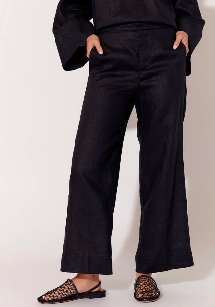 Load image into Gallery viewer, ADORNE NISHA CROPPED LINEN PANT - BLACK