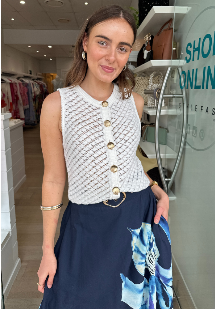 PAULO 100% COTTON KNIT VEST - WHITE