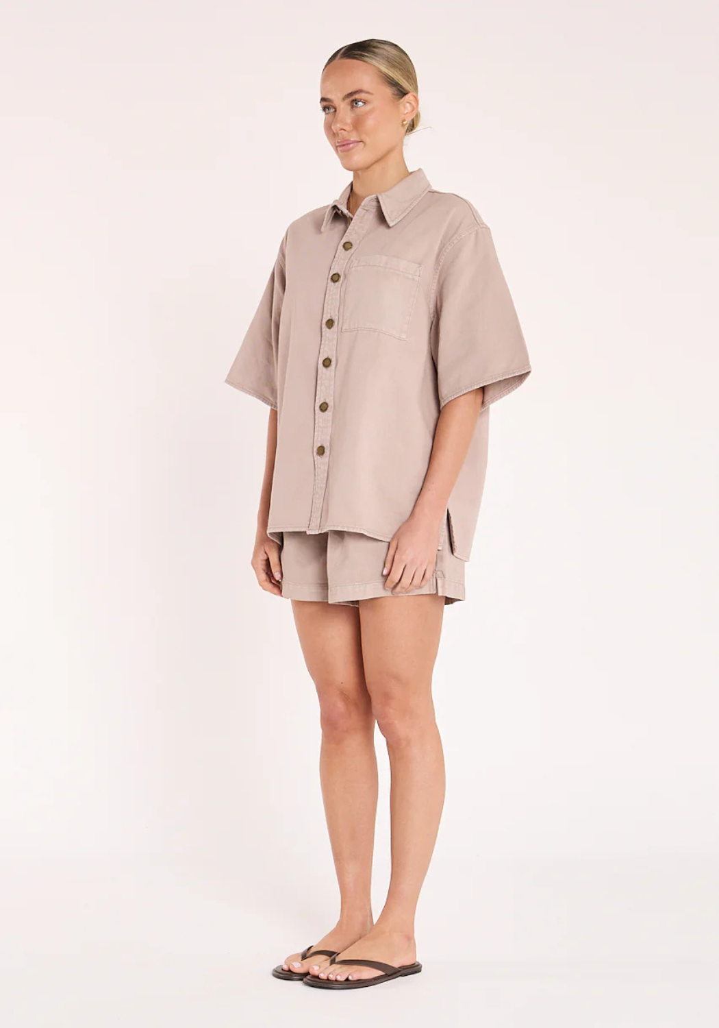 FEATHER + NOISE ARLO SHIRT - MOCHA