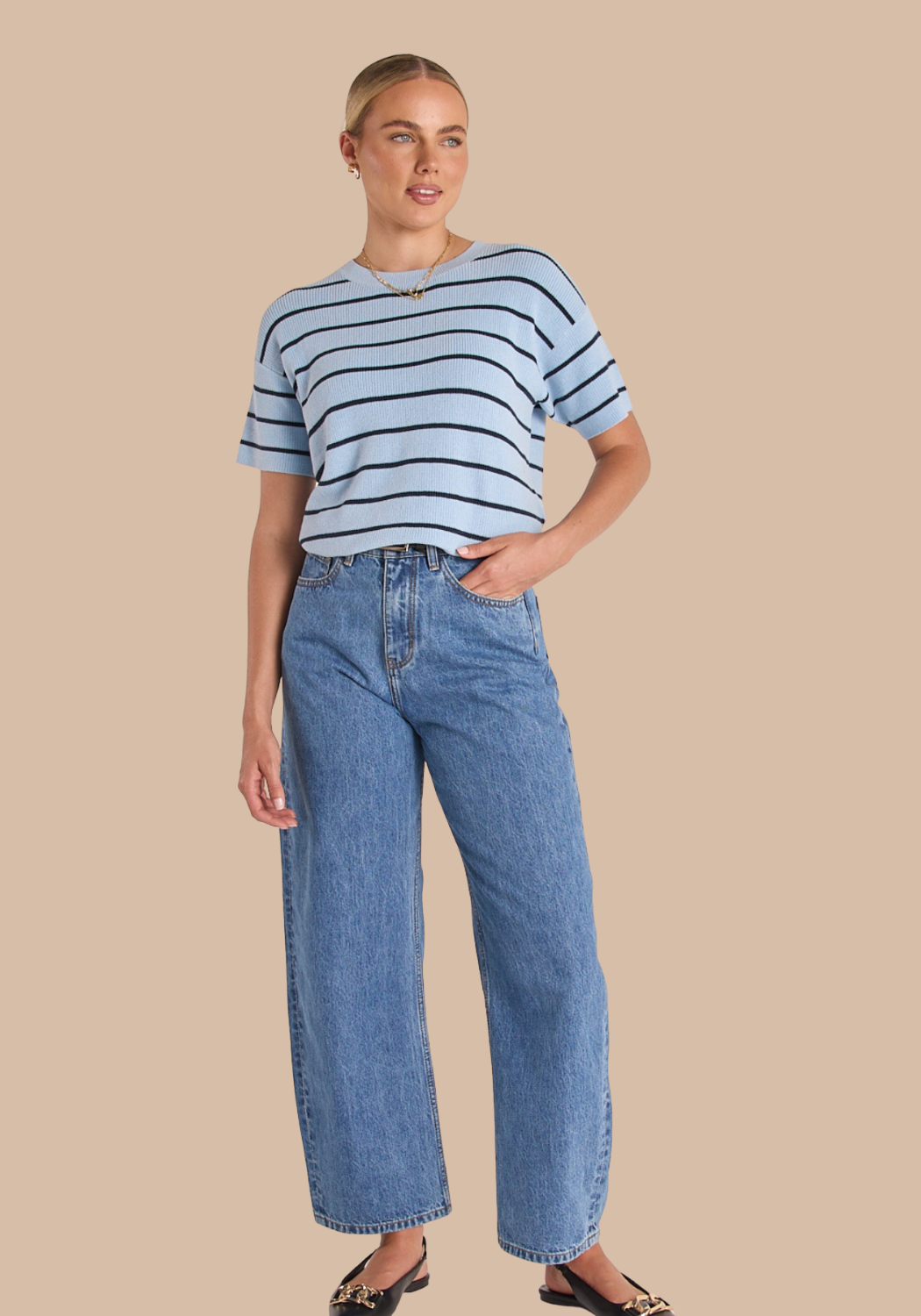 FEATHER + NOISE LOLA FULL LENGTH BARREL JEAN - BLUE