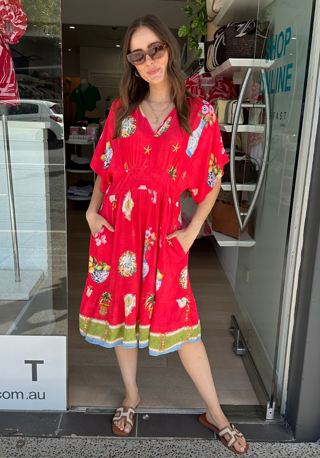 BONNIE MINI DRESS - RED PRINT