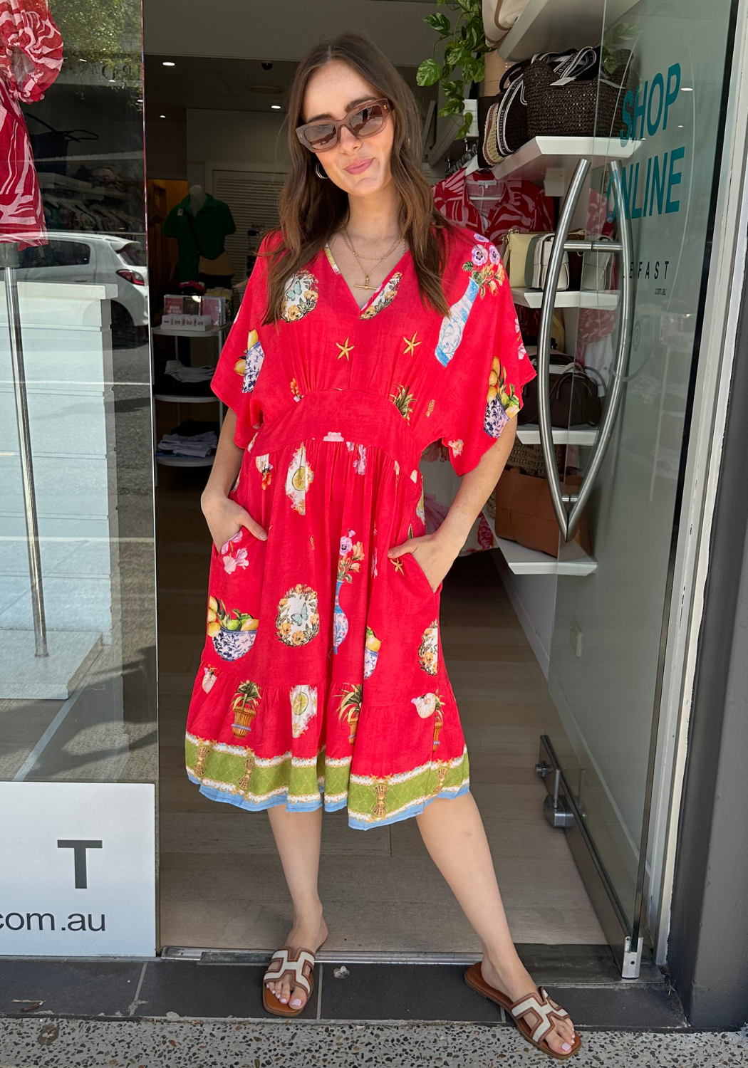 BONNIE MINI DRESS - RED PRINT