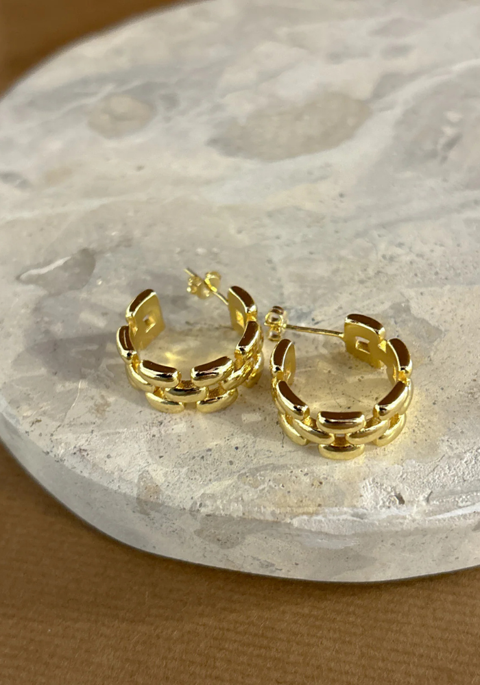 POPCORN CHAIN 18K GOLD PLATED EARRINGS - GOLD