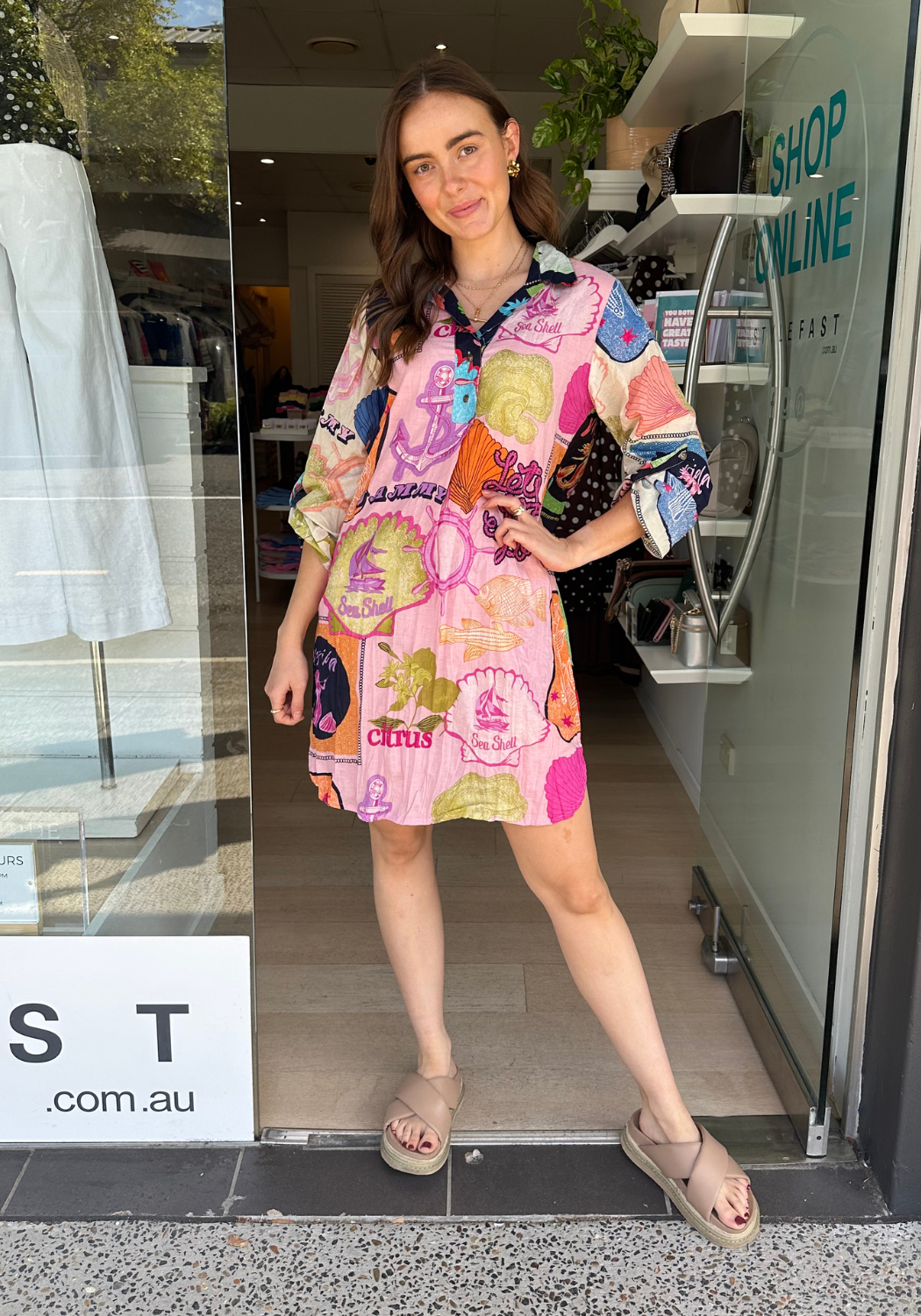 LULALIFE MELROSE SHIRTMAKER DRESS - MULTI