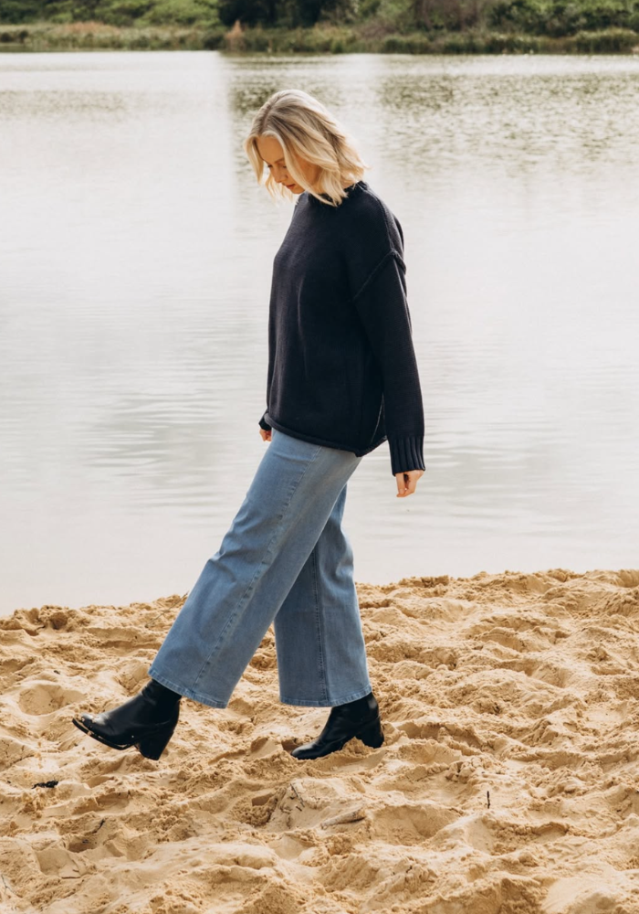 CLARA RELAXED COTTON KNIT - NAVY