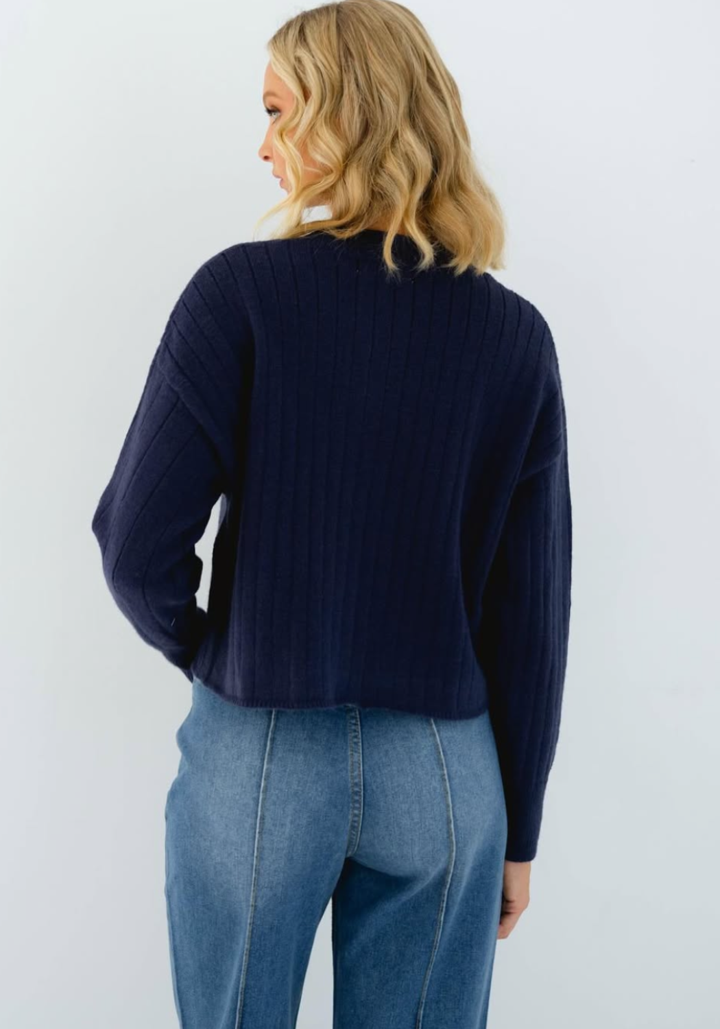 LYRA HEART BUTTON CARDIGAN - NAVY
