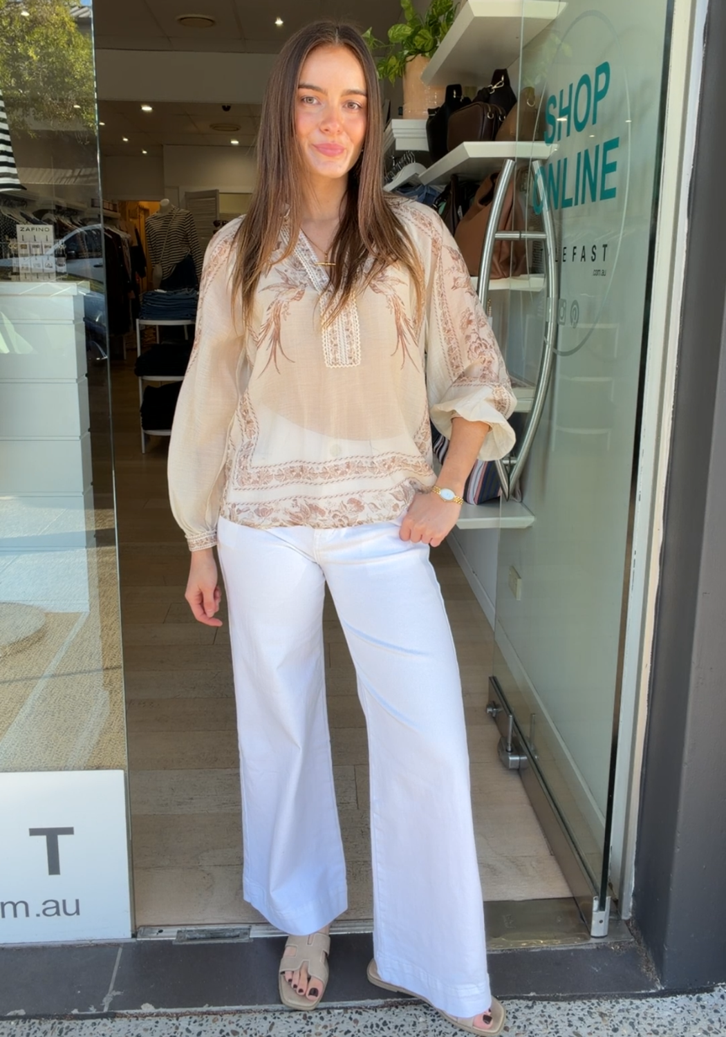 FREYA BLOUSE - NEUTRAL PRINT