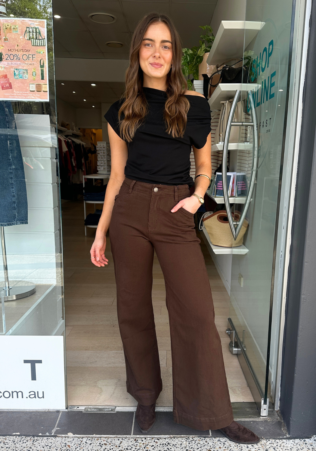 CASPER WIDE LEG JEANS - CHOCOLATE