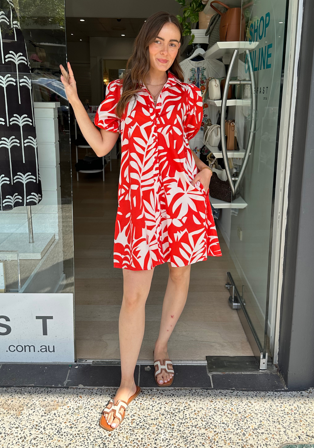 CARRIE MINI DRESS - RED PRINT
