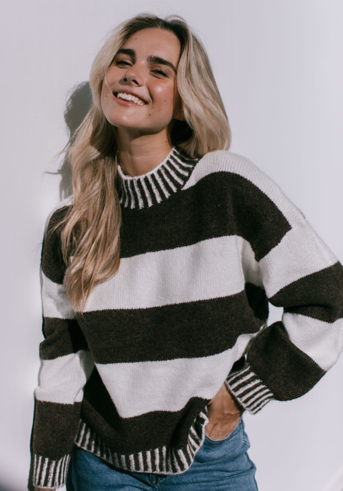 TILLY OVERSIZED KNIT - CHOCOLATE STRIPE