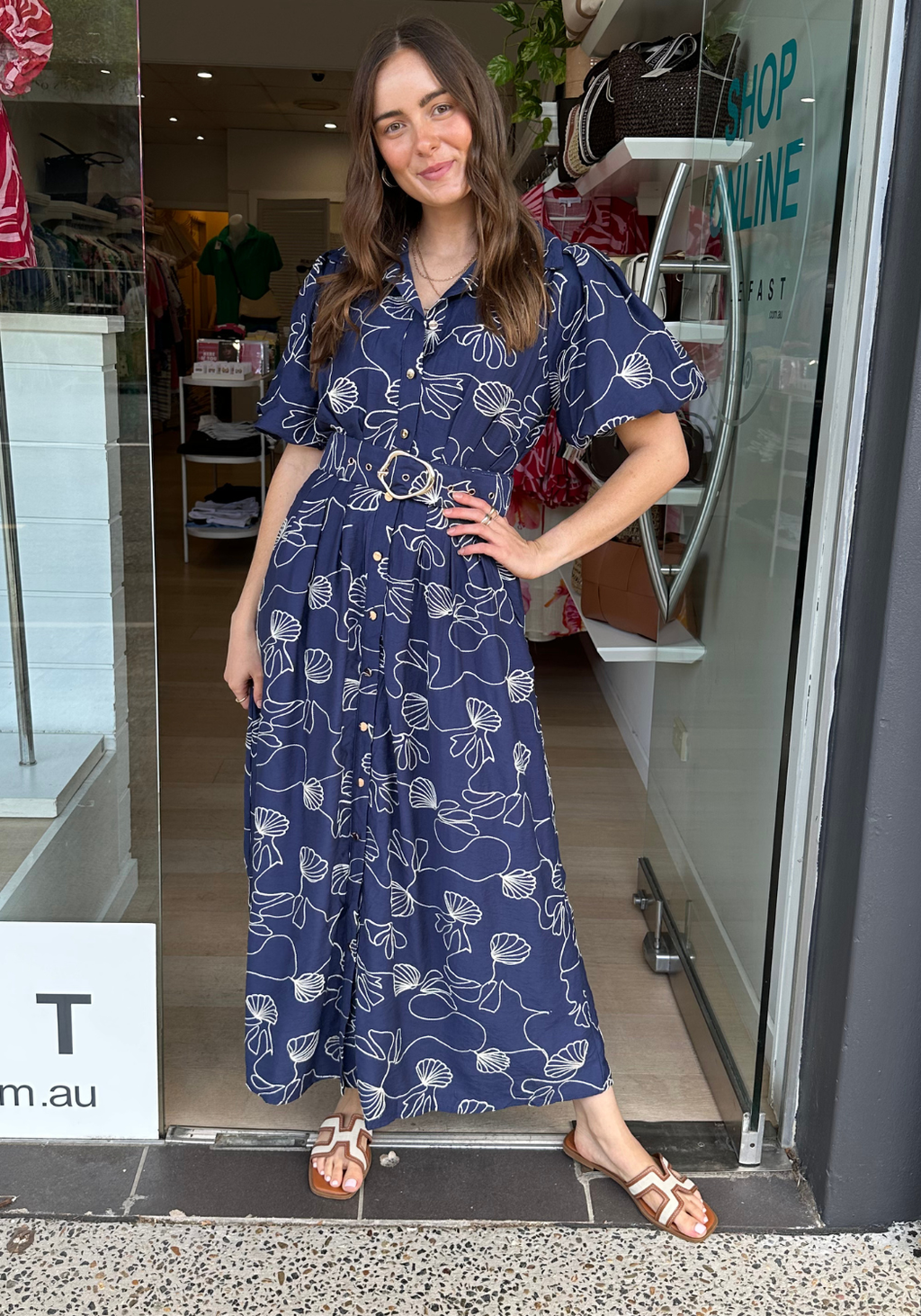 FAYE MAXI DRESS - NAVY & WHITE EMBROIDERY