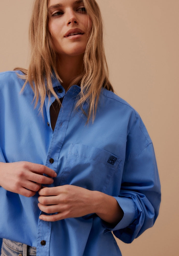 CERES LIFE PETA OVERSIZED SHIRT - AMALFI BLUE