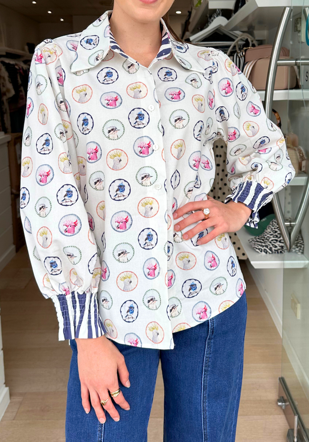 SARA BLOUSE - BIRDS OF A FEATHER PRINT