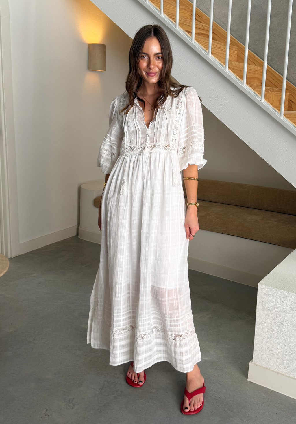 ANNALEISE COTTON DRESS - WHITE