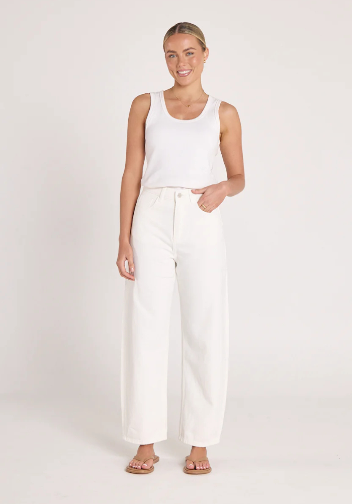 FEATHER + NOISE LOLA BARREL JEAN - WHITE