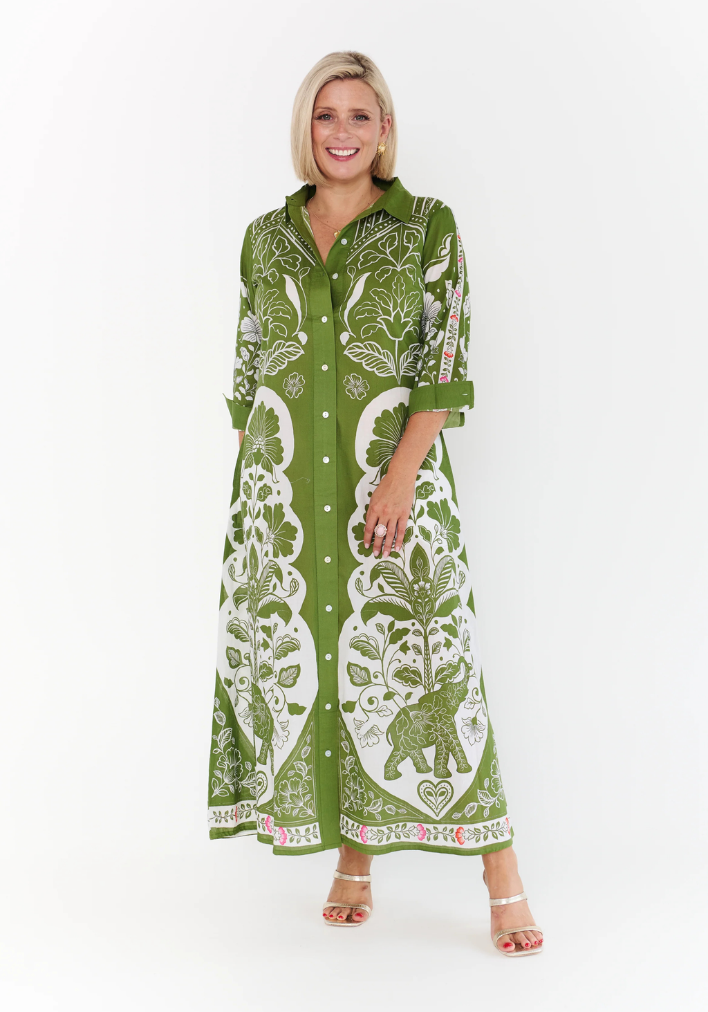LOTUS MIDI DRESS - OLIVE