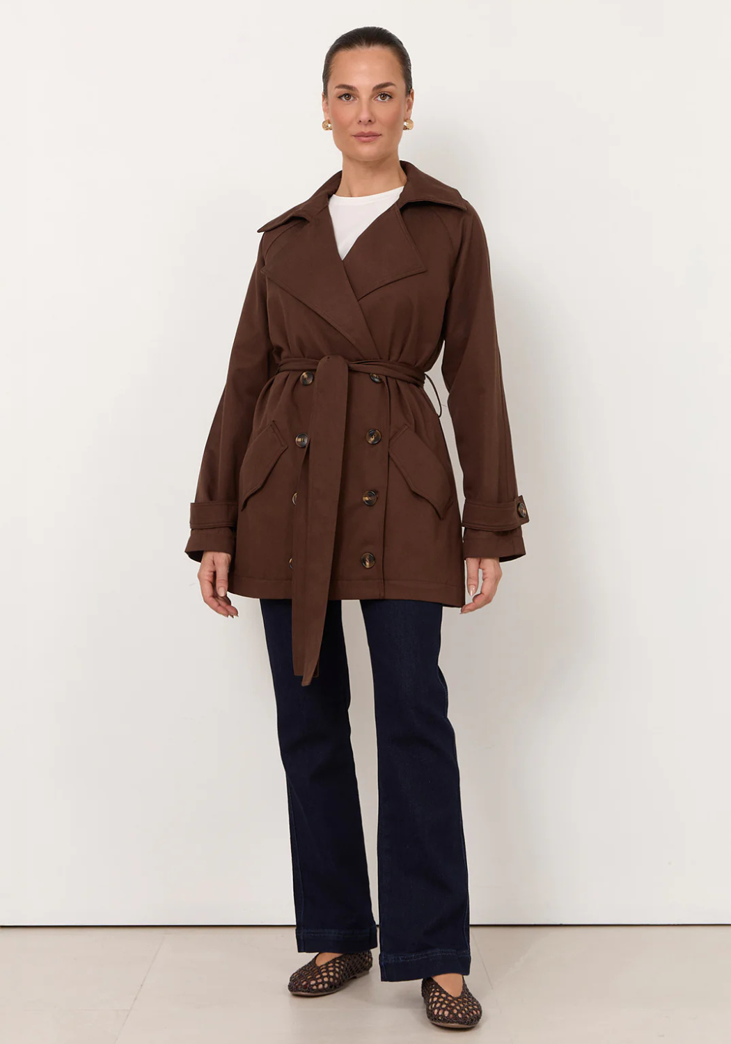 ADORNE PARIS SHORT TRENCH - CHOCOLATE