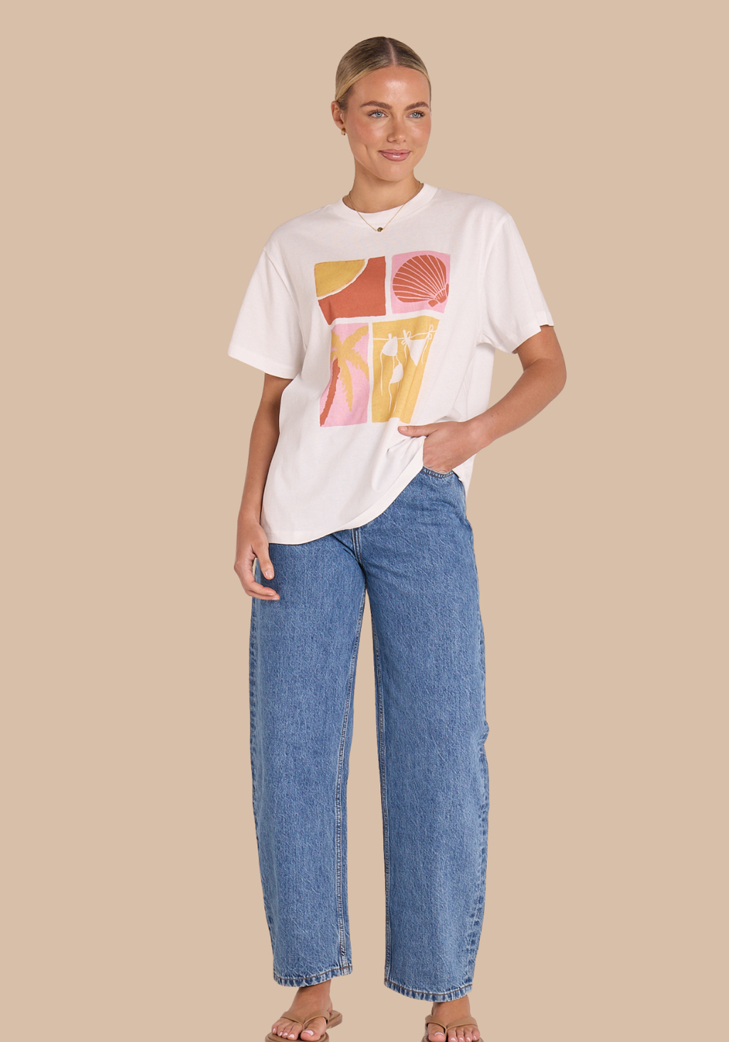 FEATHER + NOISE SOLEIL GRAPHIC TEE - WHITE