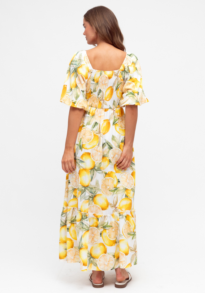 Load image into Gallery viewer, AMALFI MAXI DRESS - LEMON PRINT