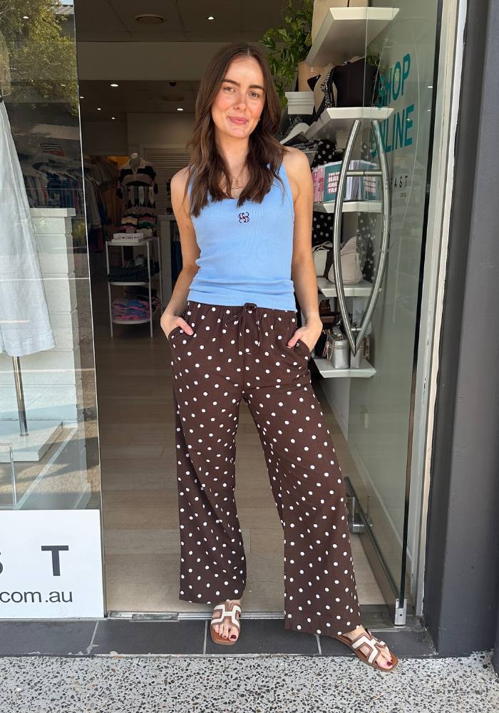 CERES LIFE RESORT PANT - CHOC POLKA DOT
