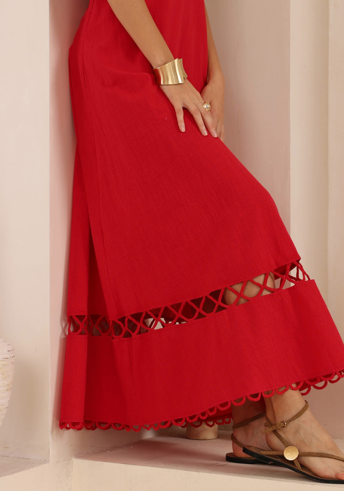CHARLOTTE STRAPLESS MAXI DRESS - RED