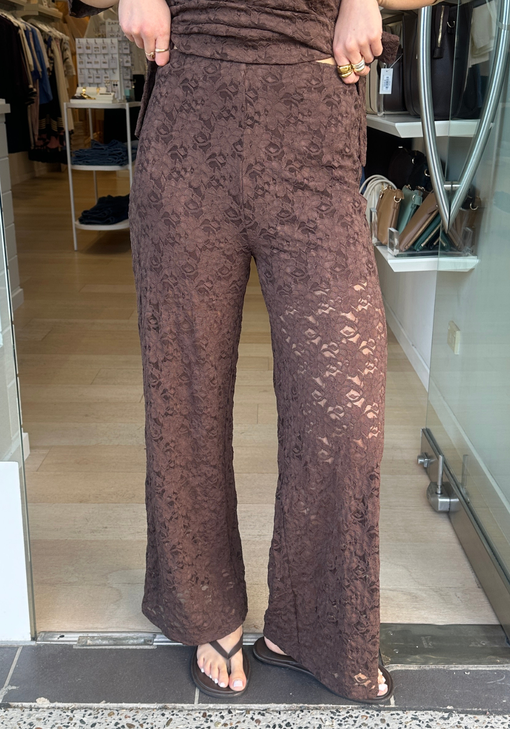WREN LACE PANTS - CHOCOLATE