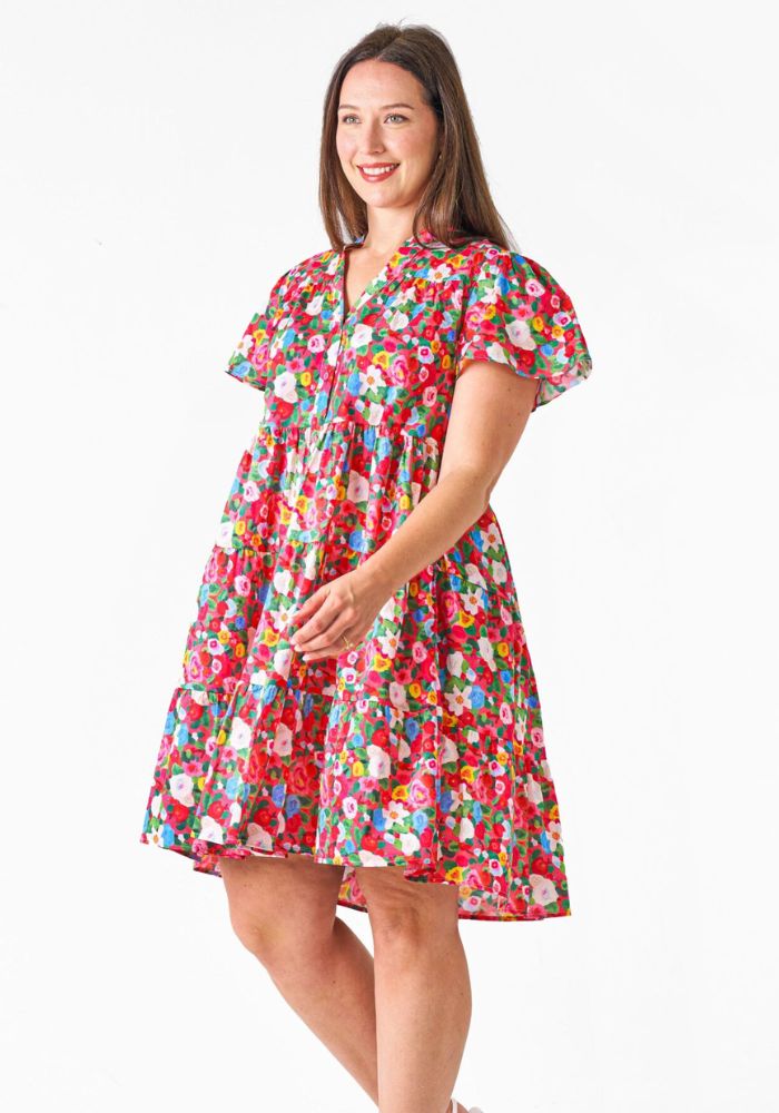 GINA TIERED COTTON DRESS - FLORAL PRINT