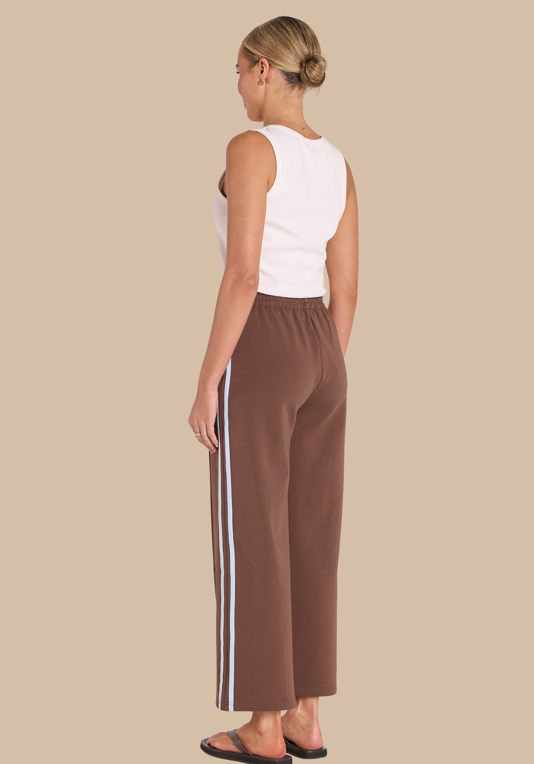FEATHER + NOISE NOAH CROPPED PANT - CHOCOLATE BLUE STRIPE
