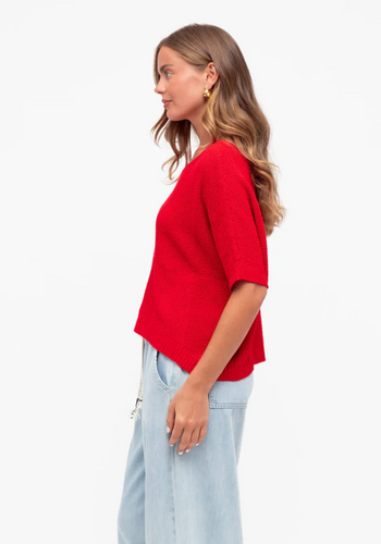 KENNY V NECK KNIT - RED