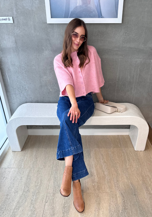 DAISY CROPPED CARDIGAN - PINK