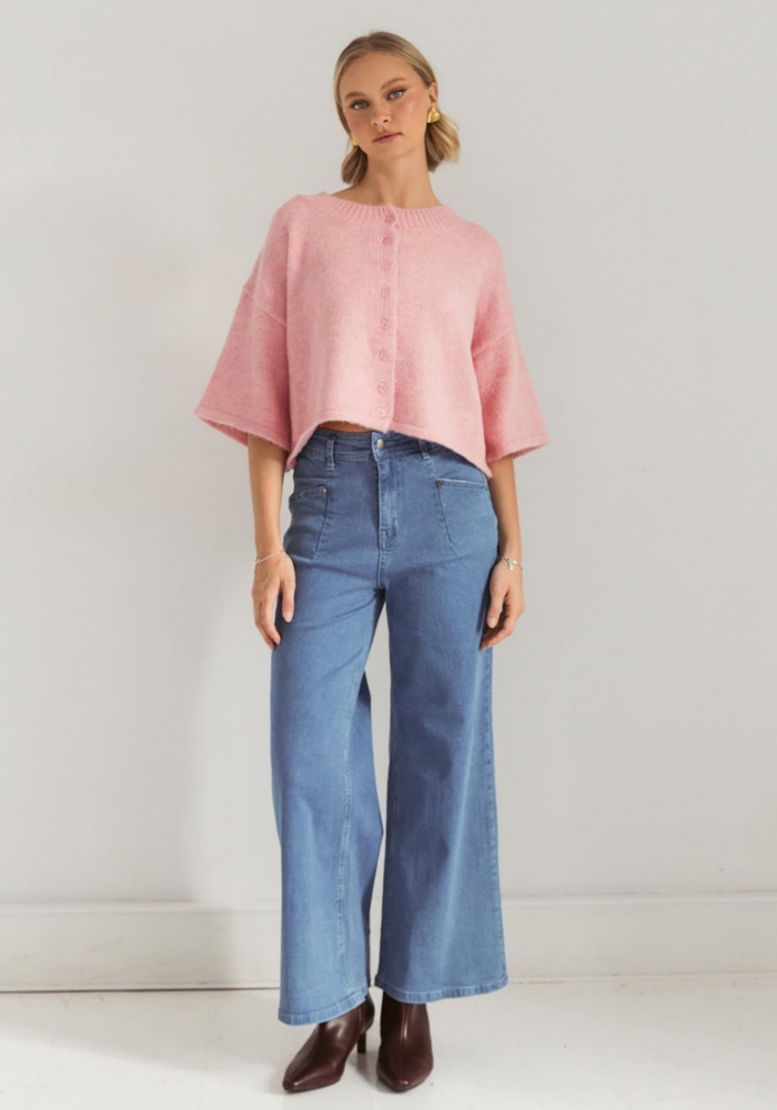 DAISY CROPPED CARDIGAN - PINK