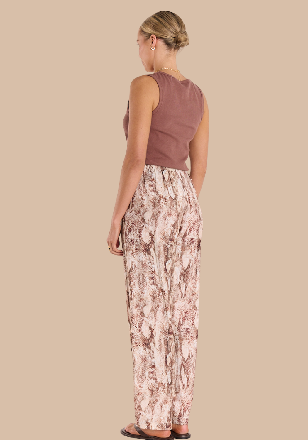 FEATHER + NOISE ELISHA PANT - CHOCOLATE SNAKESKIN