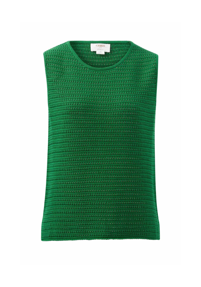 CERES LIFE MARGOT MESH KNIT TANK - GREEN