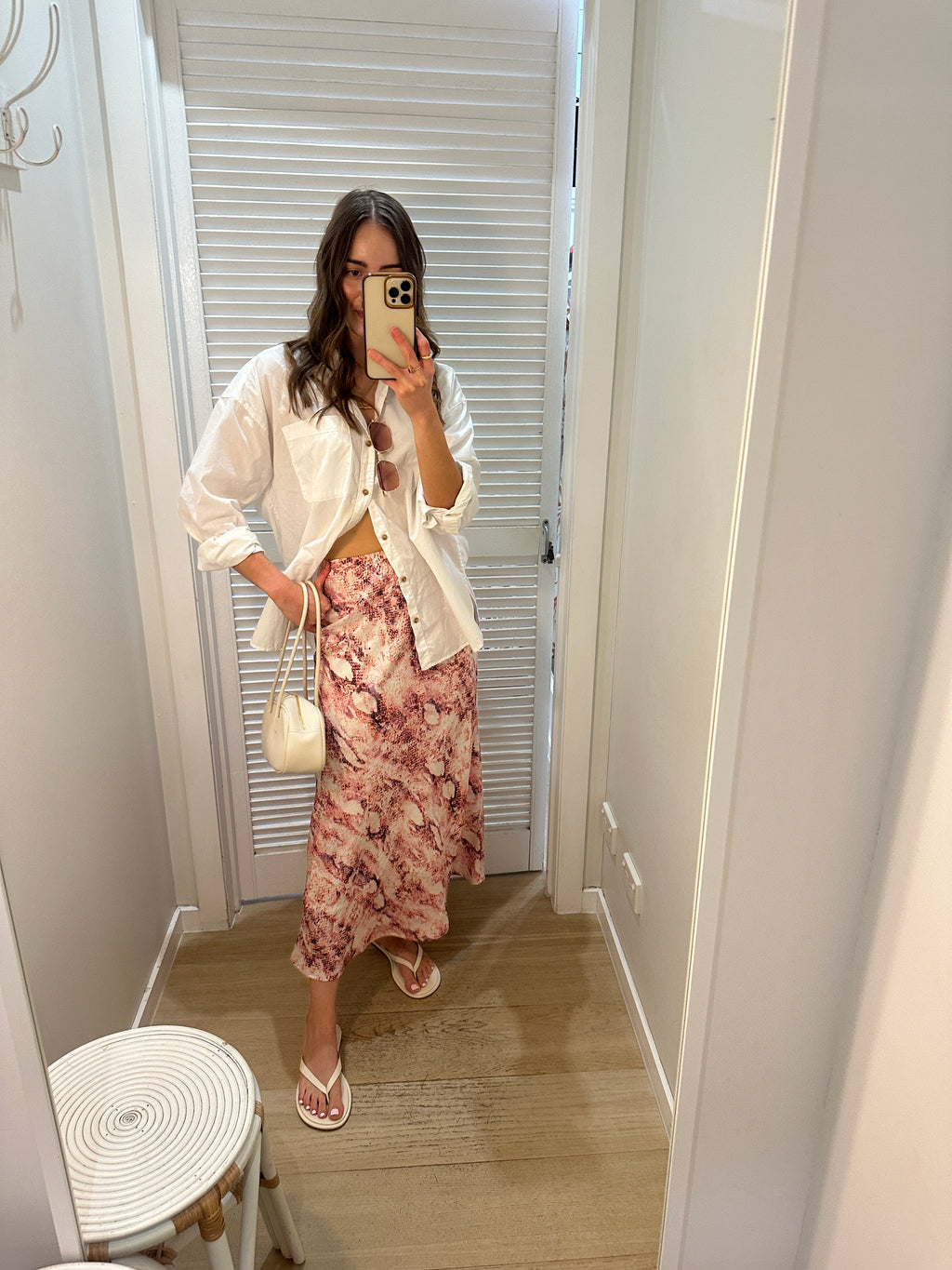 FEATHER + NOISE ELISHA SKIRT - PINK SNAKESKIN PRINT