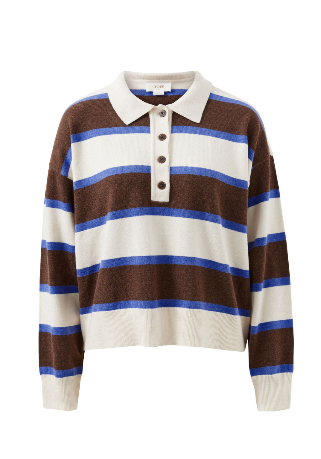 CERES LIFE JESSA RUGBY KNIT - CHOCOLATE STRIPE