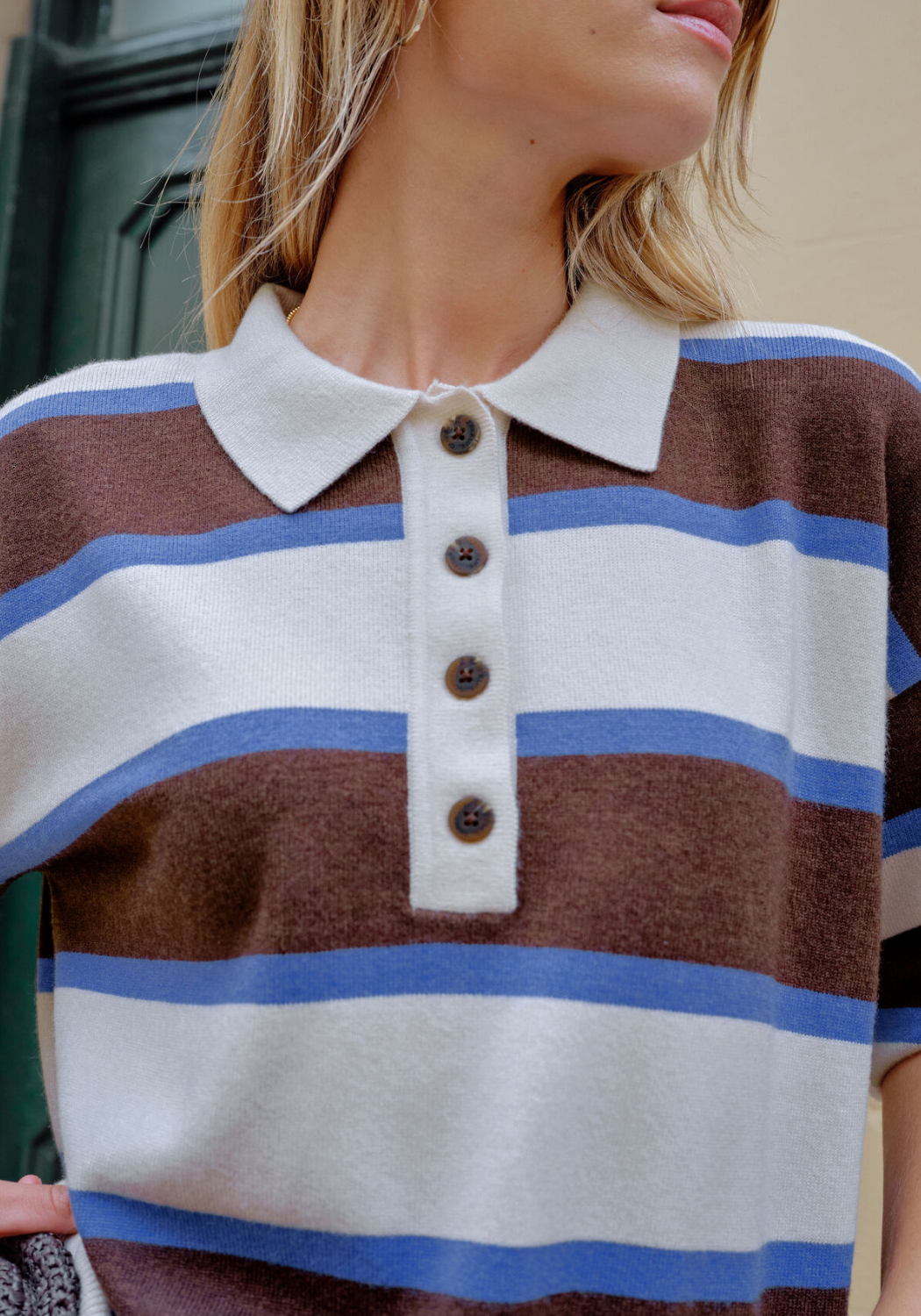 CERES LIFE JESSA RUGBY KNIT - CHOCOLATE STRIPE