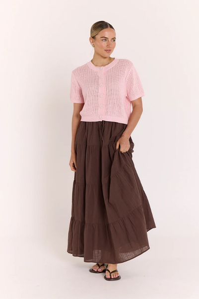 FEATHER + NOISE ELSIE CROCHET TOP - PINK