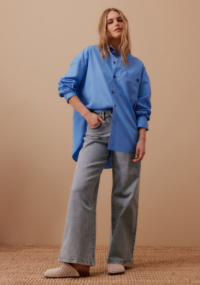 CERES LIFE PETA OVERSIZED SHIRT - AMALFI BLUE