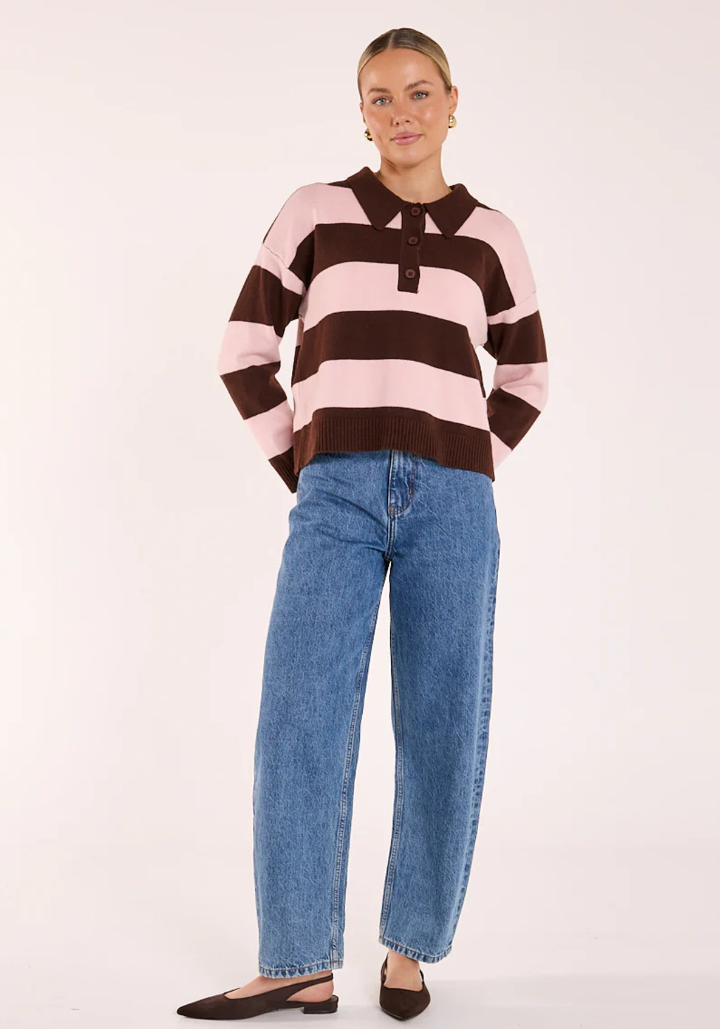 FEATHER + NOISE STEFI KNIT - CHOC/PINK