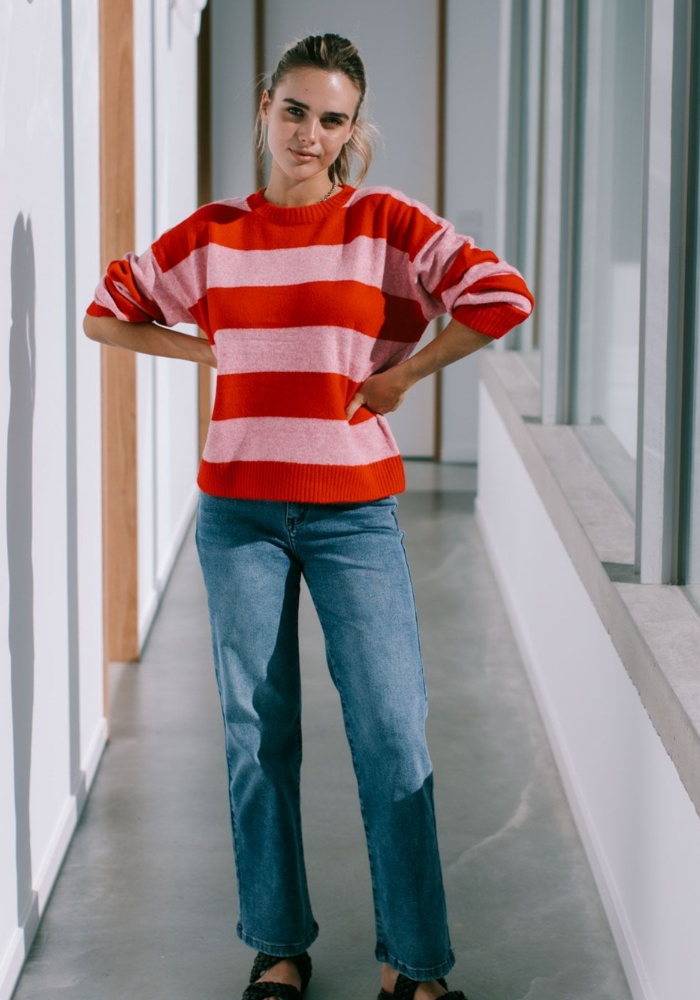 SAMMY STRIPE KNIT - PINK & RED