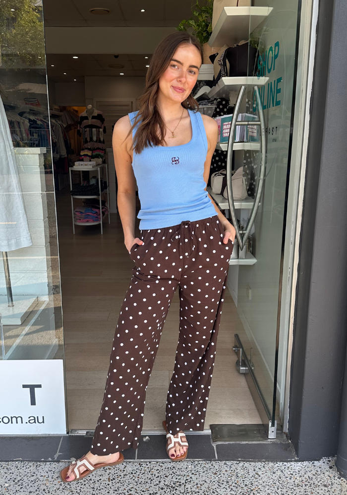 CERES LIFE RESORT PANT - CHOC POLKA DOT
