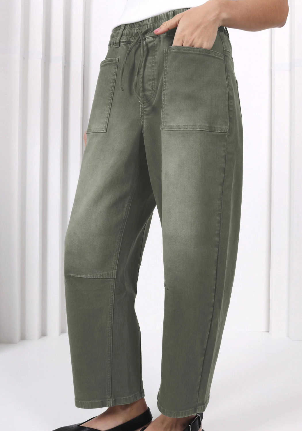 LEO DENIM BARREL JEANS - KHAKI